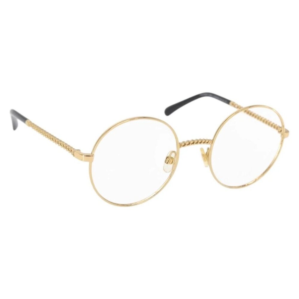 CHANEL Sunglasses frames metal Gold CC Auth 153002